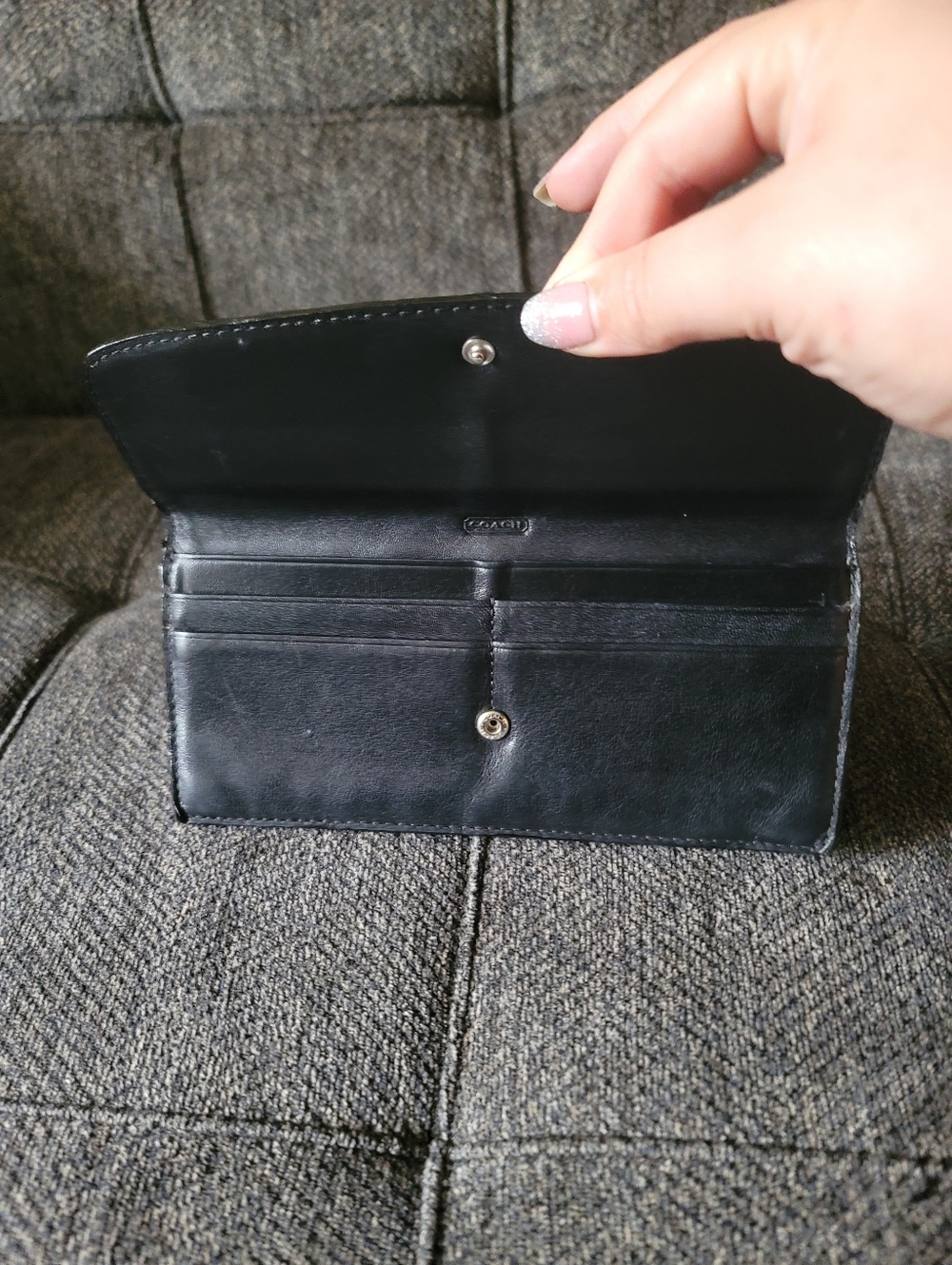 Coach Black Leather Slim Envelope Wallet - Picture 5 of 13